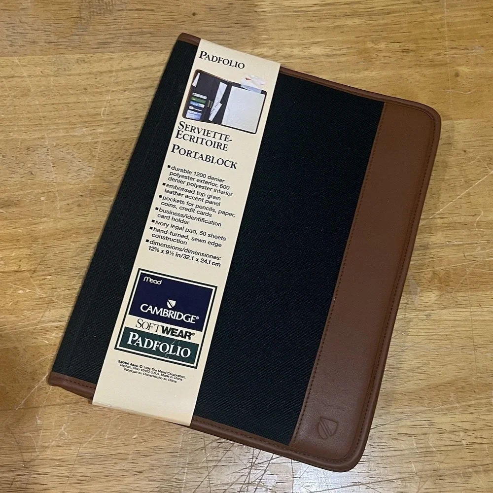 Mead Cambridge Portfolio Softwear Padfolio 1994 Fabric Green Vintage‎ NOS
